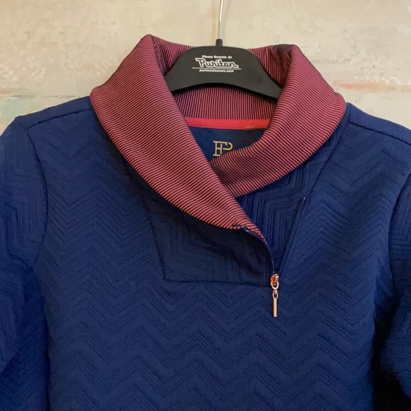 EP Navy Knit Athletic Pullover Ski Navy & Red Stripe Trim 3/4 Zip XS - Picture 5 of 8